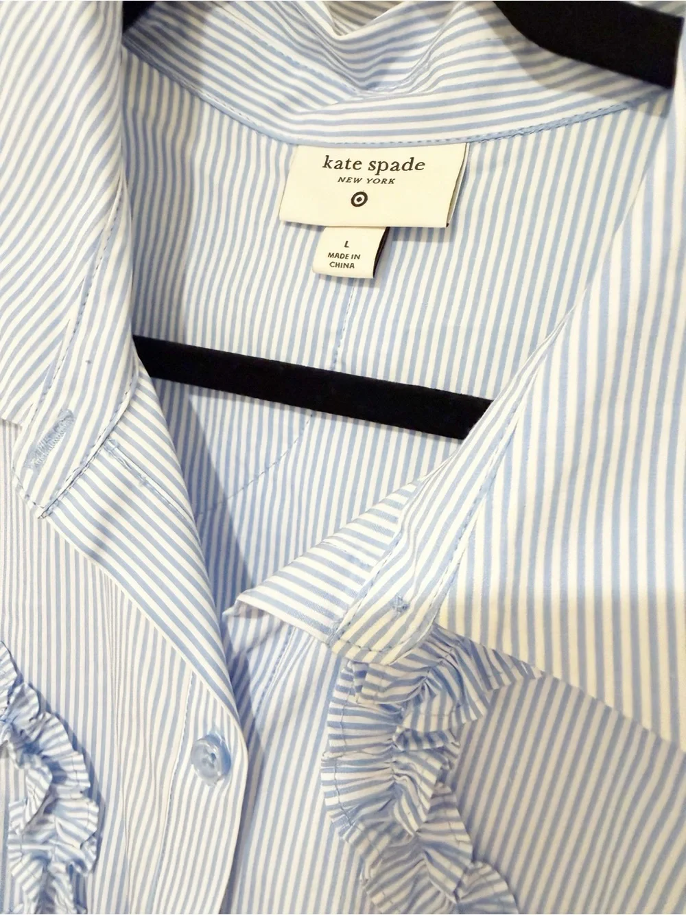 kate spade Light Blue Ruffle-Trim Midi Shirt Dress
